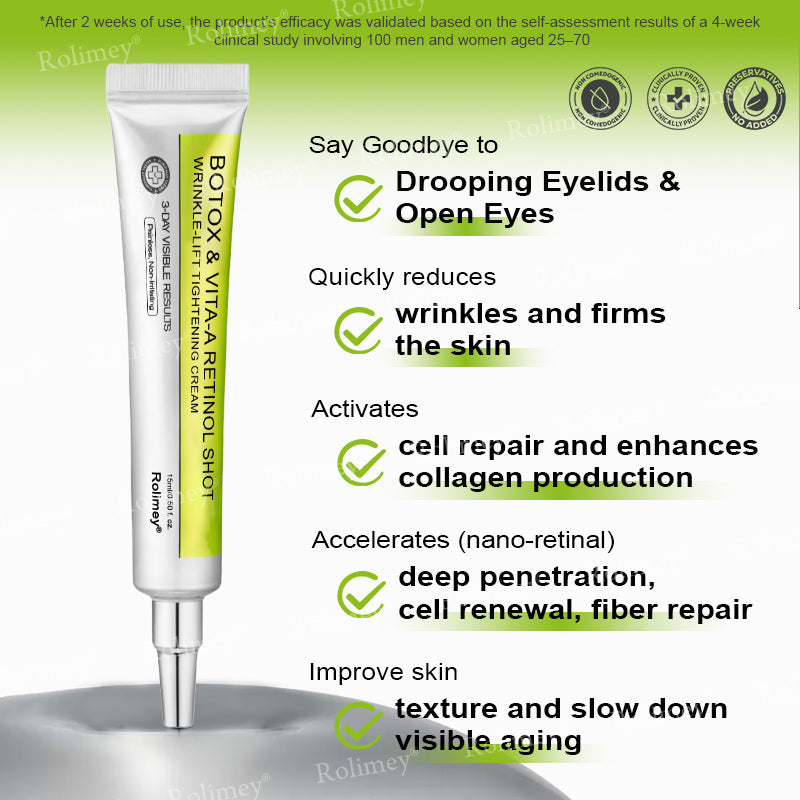 ☀️Made and shipped from the UK 💫Rolimey® Botox & Vita-A Retinol Shot Wrinkle-Lift Tightening cream - Last Day Promotion 70% OFF